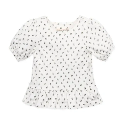Hope & Henry Girls' Organic Knit Peplum Top, Kids In Provence Ditsy Floral