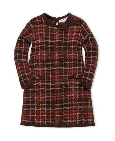 HOPE & HENRY GIRLS' ORGANIC LONG SLEEVE BOW DETAIL INTARSIA SWEATER DRESS - LITTLE KID, BIG KID