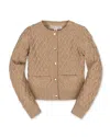 Hope & Henry Kids' Organic Long Sleeve Herringbone Cardigan Sweater In Brown