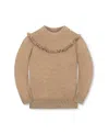 Hope & Henry Kids' Organic Long Sleeve Mock Neck Sweater With Ruffle In Brown