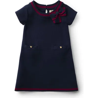 Hope & Henry Babies'  Girls' Organic Milano Tipped Sweater Dress, Toddler In Navy With Berry