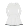 Hope & Henry Girls' Organic Mock Neck Bow Detail Sweater Dress, Toddler In Soft White Bow Neck