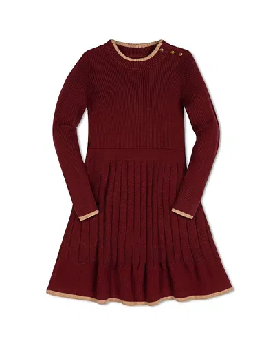 Hope & Henry Girls' Organic Mock Neck Flounce Hem Sweater Dress - Little Kid, Big Kid In Brown