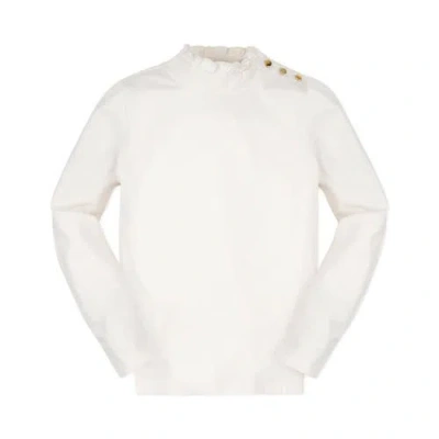 Hope & Henry Girls' Organic Mock Neck Knit Top, Kids In Soft White Mock