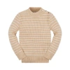 Hope & Henry Girls' Organic Mock Neck Sweater, Kids In Oatmeal Heather Stripe