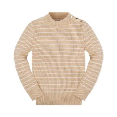 Hope & Henry Girls' Organic Mock Neck Sweater, Kids In Oatmeal Heather Stripe