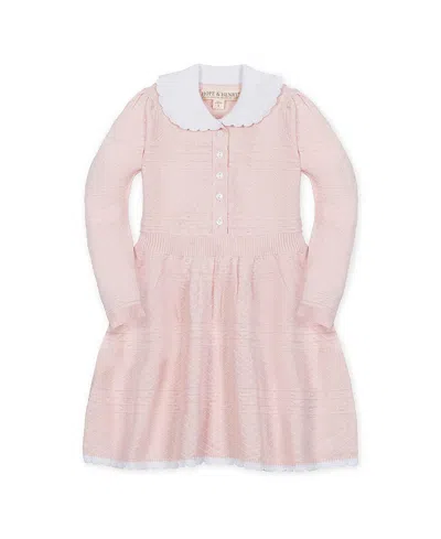 HOPE & HENRY GIRLS' ORGANIC PETER PAN COLLAR BUTTON FRONT SWEATER DRESS - LITTLE KID, BIG KID