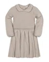 Hope & Henry Kids' Organic Peter Pan Collar Scallop Trim Sweater Dress In Neutral