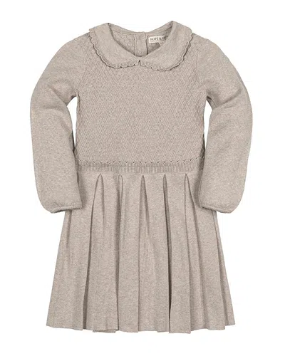 HOPE & HENRY GIRLS' ORGANIC PETER PAN COLLAR SCALLOP TRIM SWEATER DRESS - LITTLE KID, BIG KID