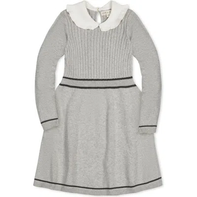 Hope & Henry Girls' Organic Peter Pan Collar Sweater Dress, Kids In Gray Heather Cable