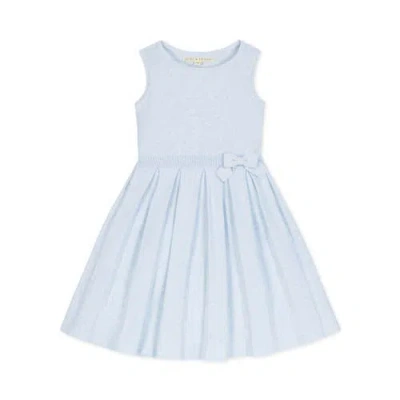 Hope & Henry Babies'  Girls' Organic Pleated Sweater Dress, Toddler In Light Blue Heather