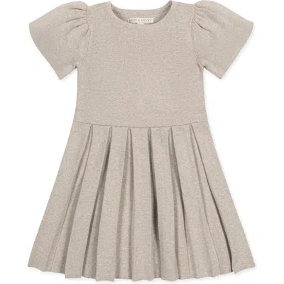 Hope & Henry Babies'  Girls' Organic Pleated Sweater Dress, Toddler In Light Taupe Heather