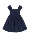 Hope & Henry Kids' Organic Puff Sleeve Pintuck Sateen Party Dress In Blue