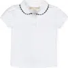 Hope & Henry Girls' Organic Puff Sleeve Polo, Kids In White With Navy