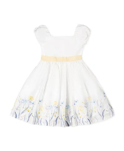 Hope & Henry Kids' Organic Puff Sleeve Sateen Party Dress In White