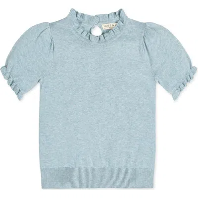 Hope & Henry Girls' Organic Puff Sleeve Sweater, Kids In Dusty Blue Heather