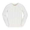 Hope & Henry Girls' Organic Raglan Cable Sweater, Kids In Soft White Leaf Cable
