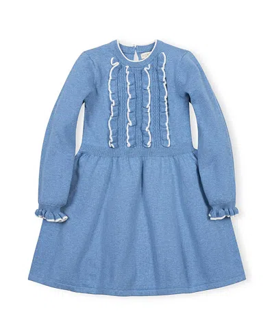 Hope & Henry Girls' Organic Ruffle Bodice Sweater Dress - Little Kid, Big Kid In Blue
