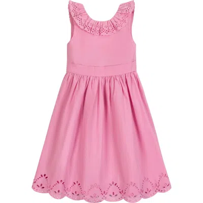 Hope & Henry Girls' Organic Ruffle Collar Party Dress, Kids In Classic Pink