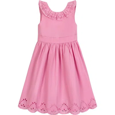 Hope & Henry Babies'  Girls' Organic Ruffle Collar Party Dress, Toddler In Classic Pink