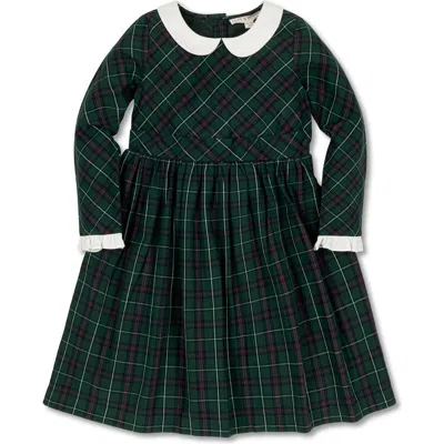 Hope & Henry Babies'  Girls' Organic Ruffle Cuff Party Dress, Toddler In Merry Pine Plaid