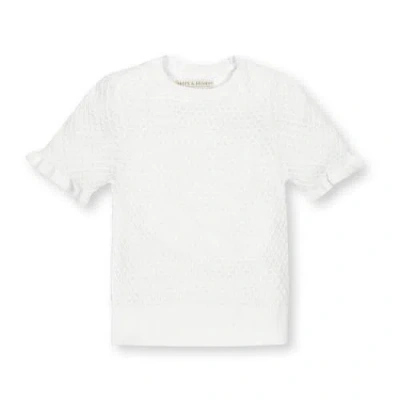 Hope & Henry Girls' Organic Ruffle Edge Sweater Top, Kids In White Diamond