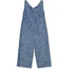 Hope & Henry Baby Girls' Organic Ruffle Neck Jumpsuit, Infant In Chambray