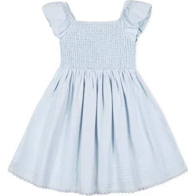 Hope & Henry Girls' Organic Tiered Eyelet Dress, Kids In Pale Blue Eyelet