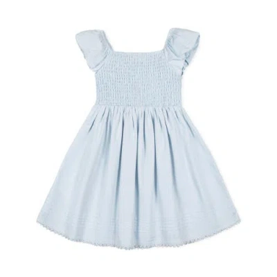 Hope & Henry Babies'  Girls' Organic Sateen Flower Girl Dress, Toddler In Airy Blue