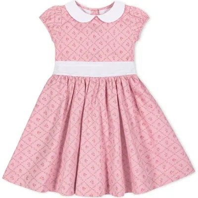 Hope & Henry Girls' Organic Sateen Peter Pan Collar Dress, Kids In Pink Lattice Floral