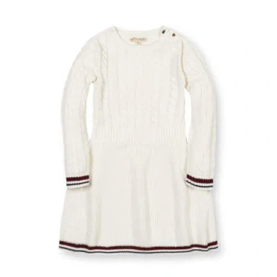 Hope & Henry Girls' Organic Schoolgirl Sweater Dress, Kids In Soft White Cable Bold Tipping