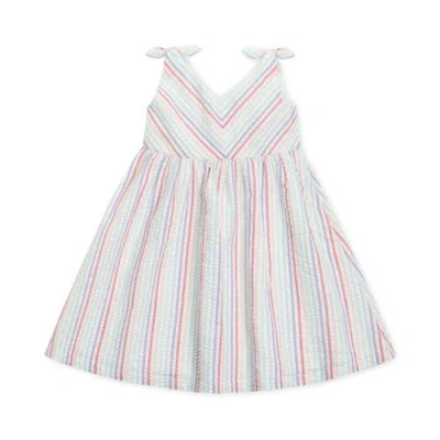Hope & Henry Girls' Organic Seersucker Bow Shoulder Dress, Kids In Seersucker Candy Stripe