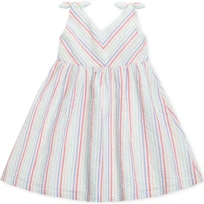 Hope & Henry Babies'  Girls' Organic Seersucker Bow Shoulder Dress, Toddler In Seersucker Candy Stripe