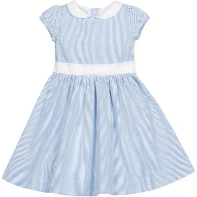 Hope & Henry Girls' Organic Seersucker Peter Pan Collar Dress, Kids In Blue Seersucker