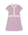 Hope & Henry Kids' Organic Short Sleeve Collared Button Front Sweater Dress In Purple
