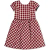 Hope & Henry Baby Girls' Organic Short Sleeve Schoolgirl Dress, Infant In Dark Red Collegiate Check