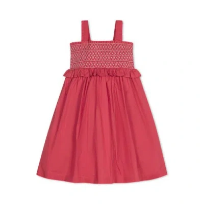 Hope & Henry Babies'  Girls' Organic Smocked Sundress, Toddler In Soft Red Solid