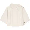 Hope & Henry Girls' Organic Split Collar Sweater Cape, Kids In Ivory Center Cable