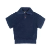 Hope & Henry Girls' Organic Spread Collar Sweater, Kids In Navy Cardigan Stitch