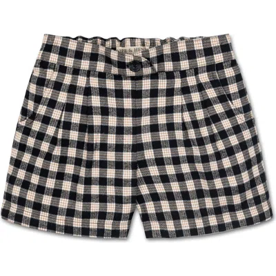 Hope & Henry Girls' Pleated Flannel Short, Toddler In Black And Ivory Check