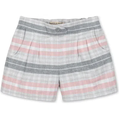 Hope & Henry Babies'  Girls' Pleated Flannel Short, Toddler In Gray And Rose Plaid