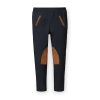 Hope & Henry Girls' Ponte Riding Pant, Infant In Black With Brown Faux Suede