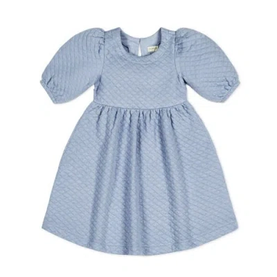 Hope & Henry Babies'  Girls' Quilted Puff Sleeve Dress, Toddler In Dusty Blue Quilted