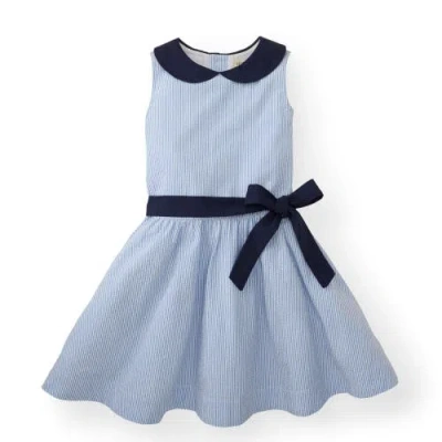 Hope & Henry Girls' Seersucker Peter Pan Collar Dress, Infant In Blue
