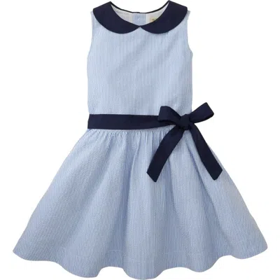 Hope & Henry Girls' Seersucker Peter Pan Collar Dress, Kids In Blue Seersucker