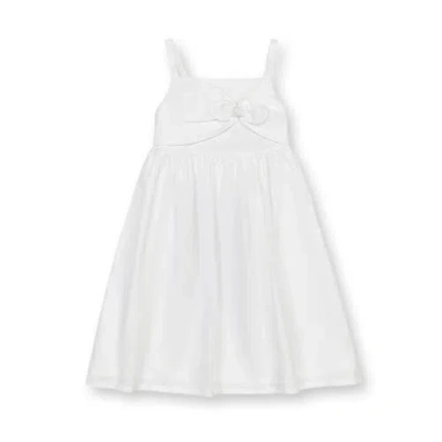 Hope & Henry Babies'  Girls' Sleeveless Bow Front Linen Sundress, Toddler In White Bow Linen