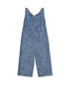 Hope & Henry Girls' Organic Ruffle Neck Jumpsuit, Kids In Blue