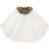 Hope & Henry Girls' Sweater Cape With Faux Fur, Kids In Soft White