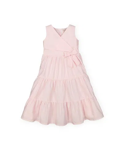 Hope & Henry Kids' Girls' Tiered Wrap Dress - Baby In Pink