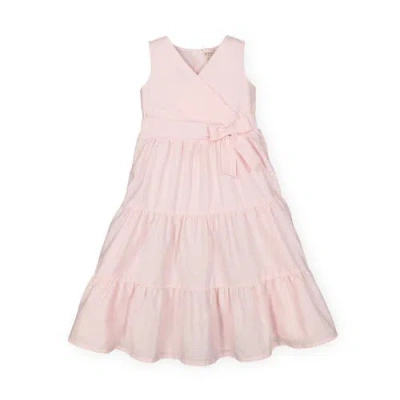 Hope & Henry Babies'  Girls' Tiered Wrap Dress, Infant In Pale Pink Linen